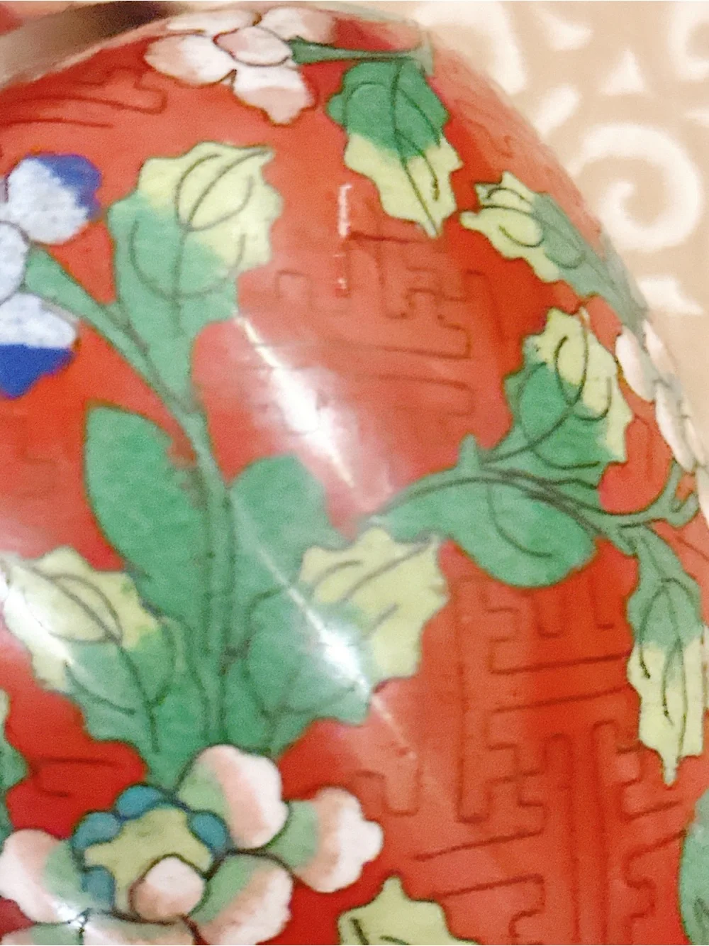 Brown Floral Cloisonné Decorative Vase